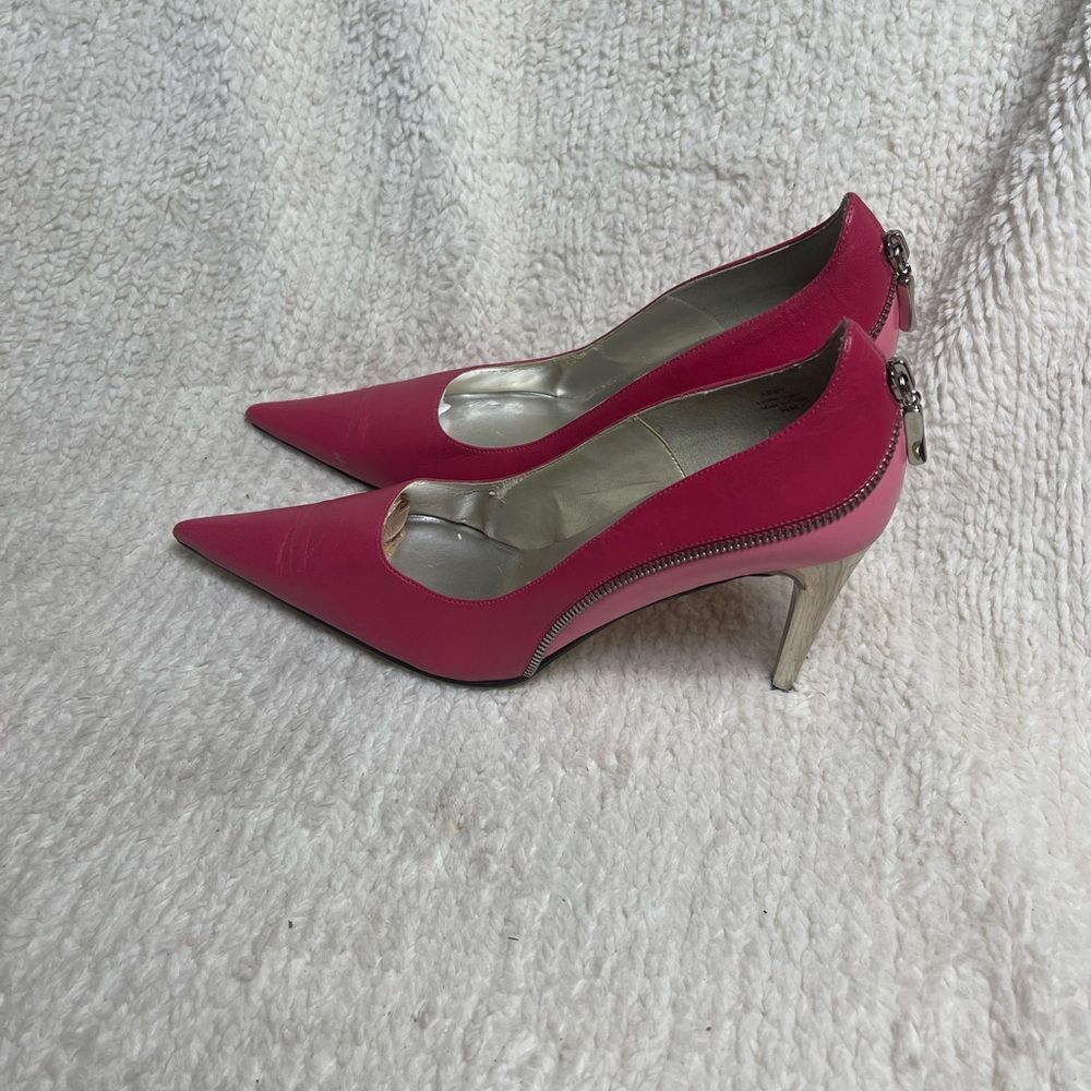 J.Renee Leather two tones of Pink Stiletto silver Heels zipper accents SZ9.5M